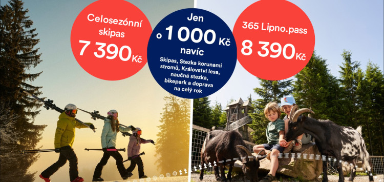 Nej cena skipasu na příští zimu je tu a kdo přidá 1 000 Kč má Lipno all in one!